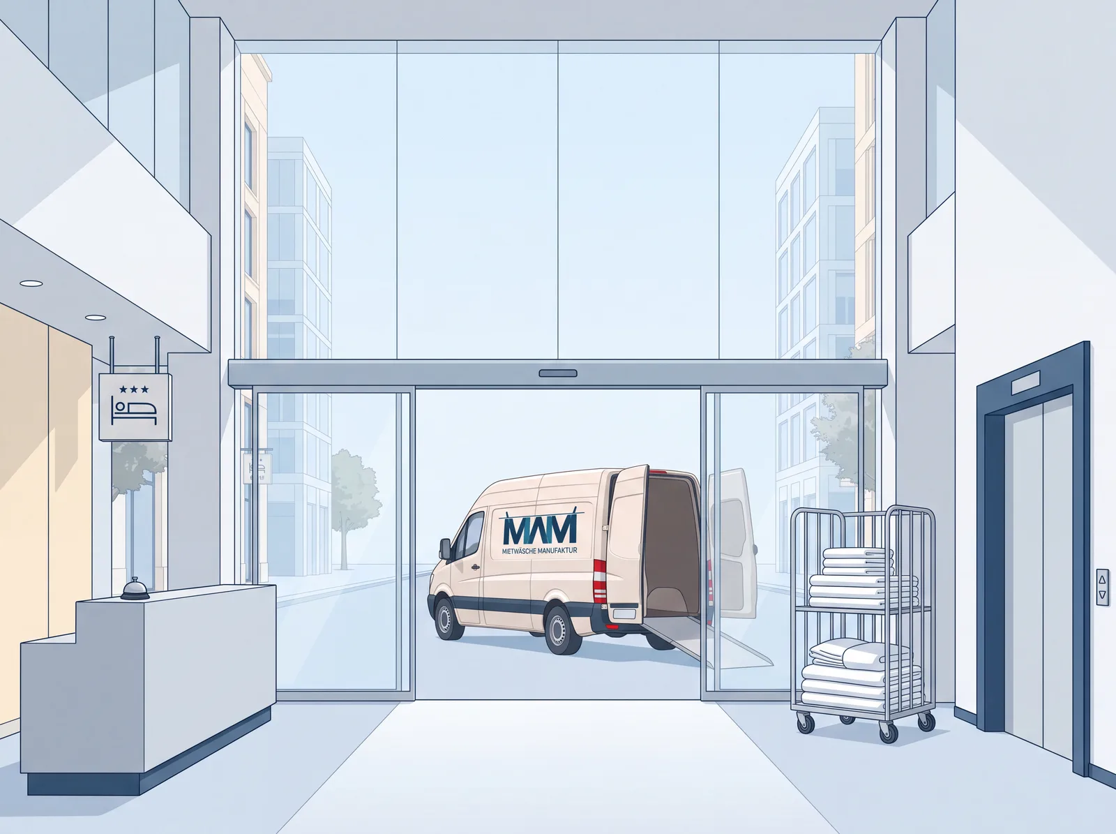 Illustration: MWM liefert frische Hotelwäsche zuverlässig an den Betrieb